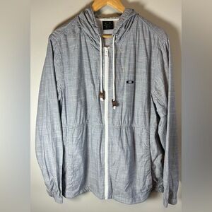 Oakley Cotton Full Zip Up Hooded Vented  Jacket Gray Blue Women’s Size XL
